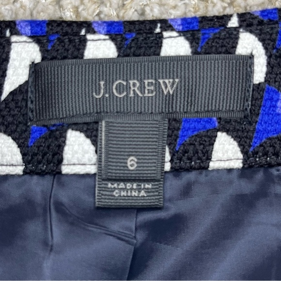J. Crew Jet Set Geo Print cotton mini skirt blue black geometric size 6 - Picture 6 of 9